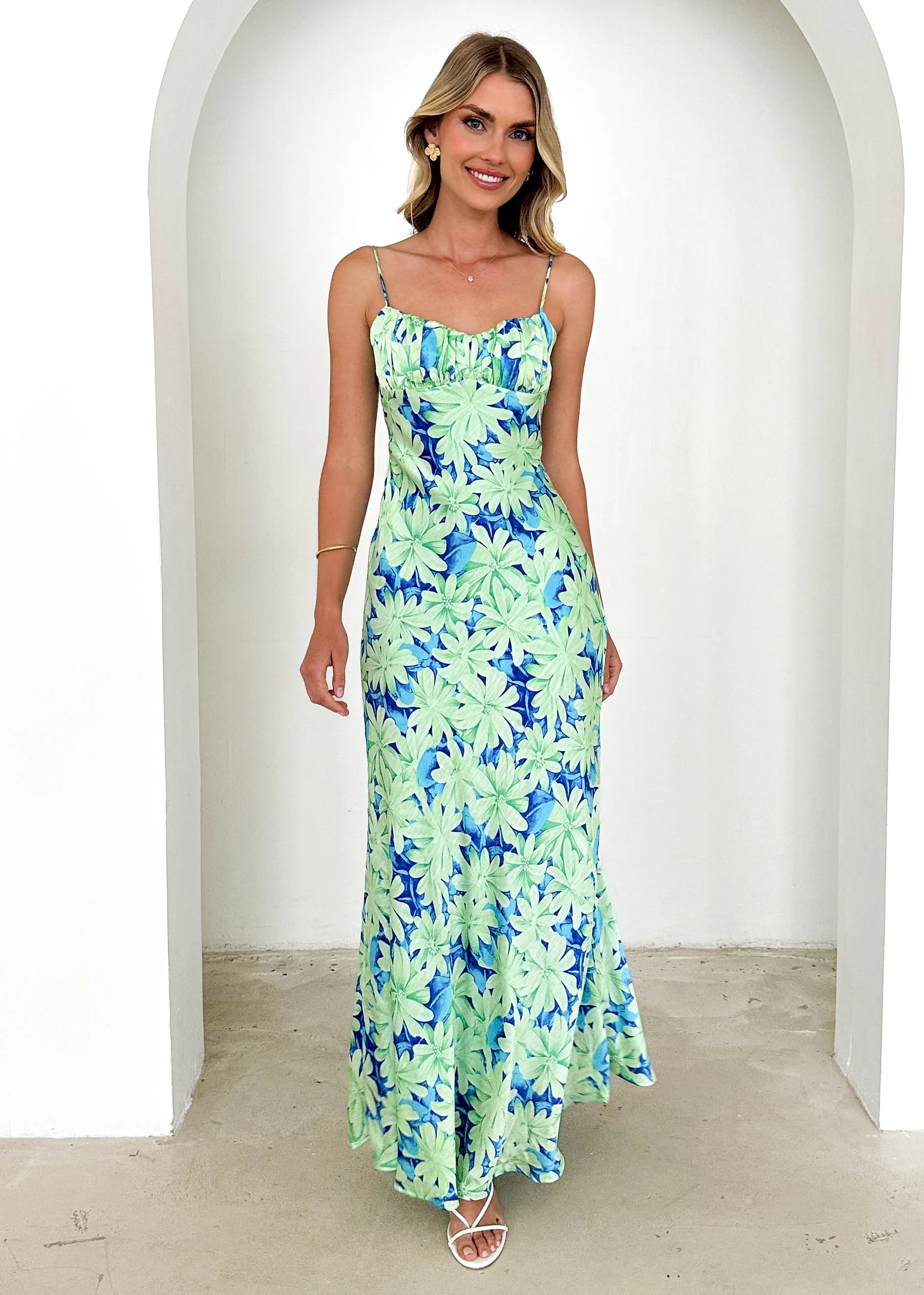 Cavalo Maxi Dress - Lime Flowers