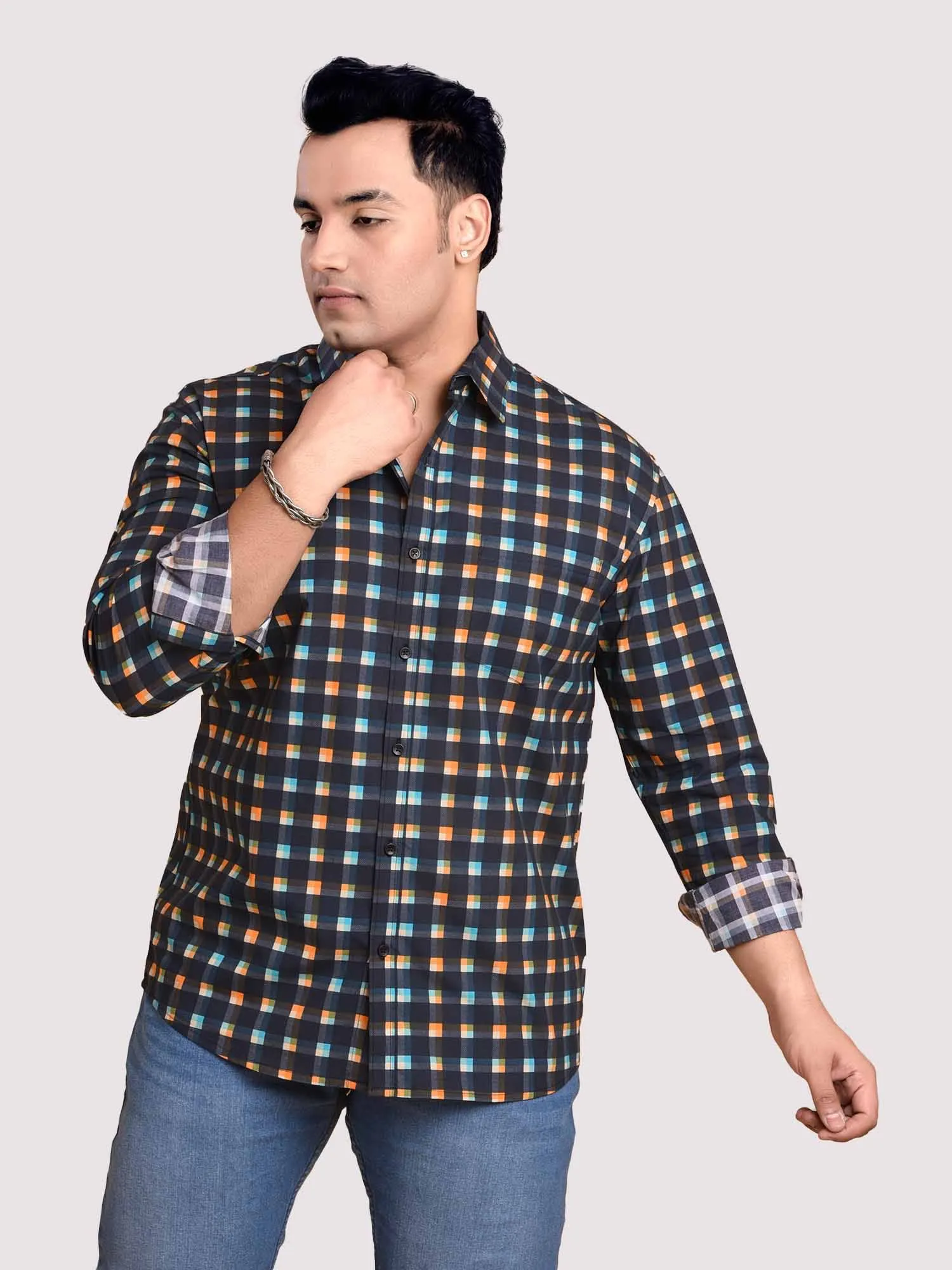 Checks Train Printed Full sleeve Men's Plus size