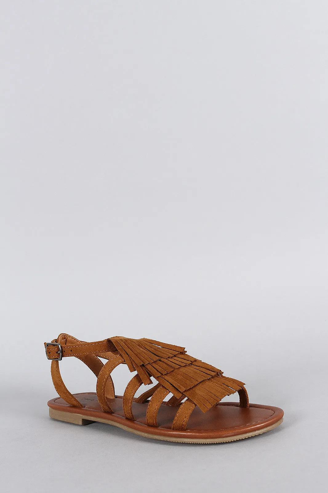 City Classified Suede Fringed Flat Sandal