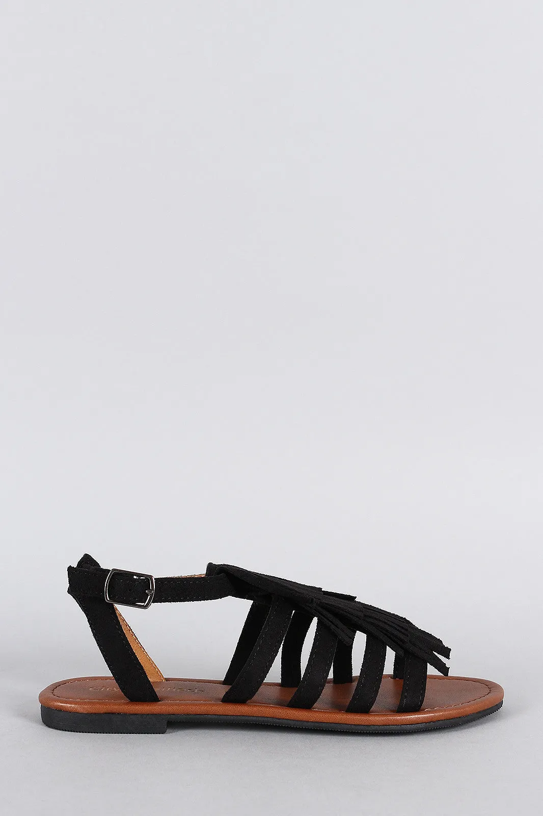 City Classified Suede Fringed Flat Sandal