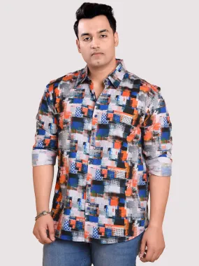 Collar Blocks Printed Cotton Full sleeve Men's Plus size