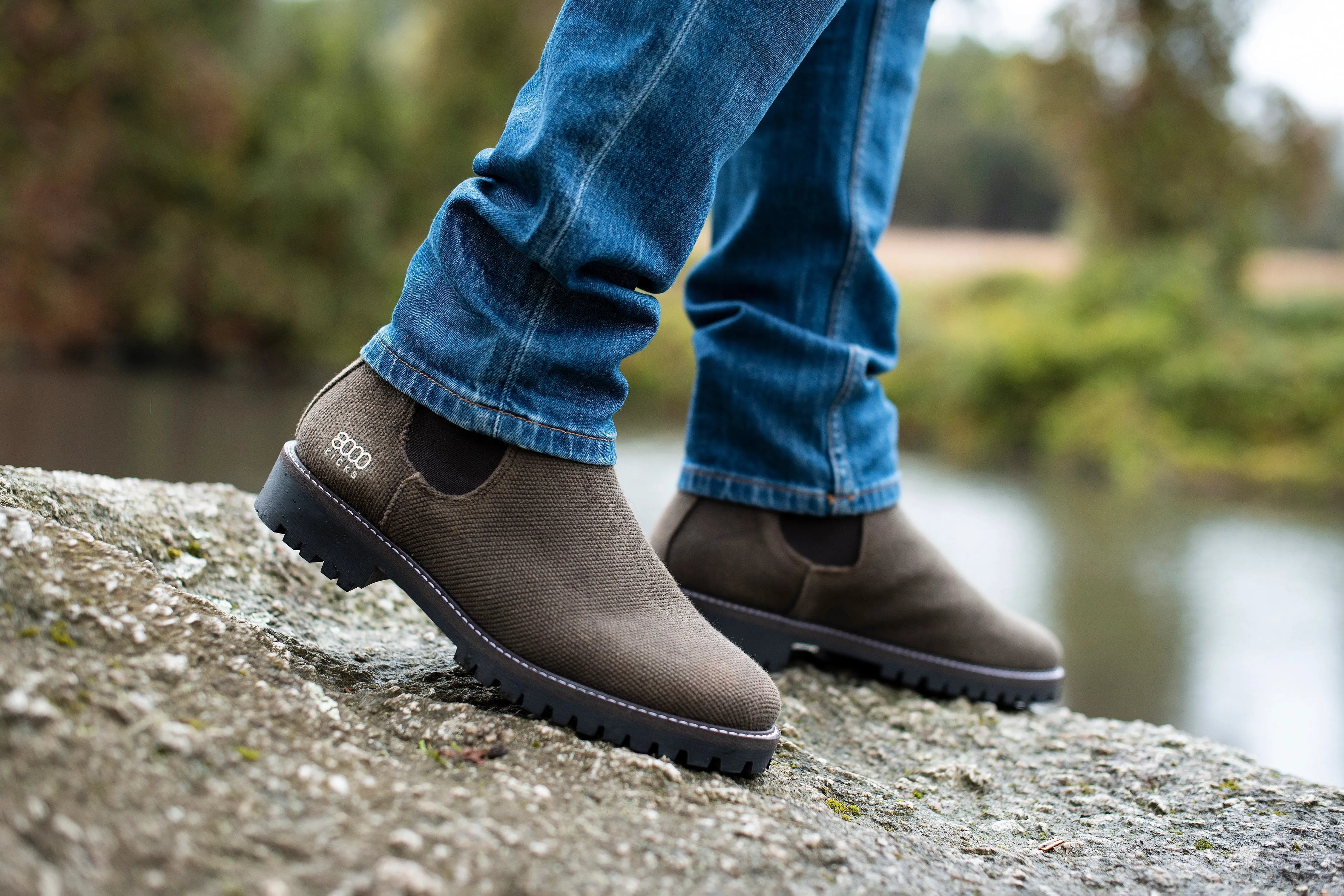 Crossover Men's Vegan Hemp Chelsea Boots | Dark Brown