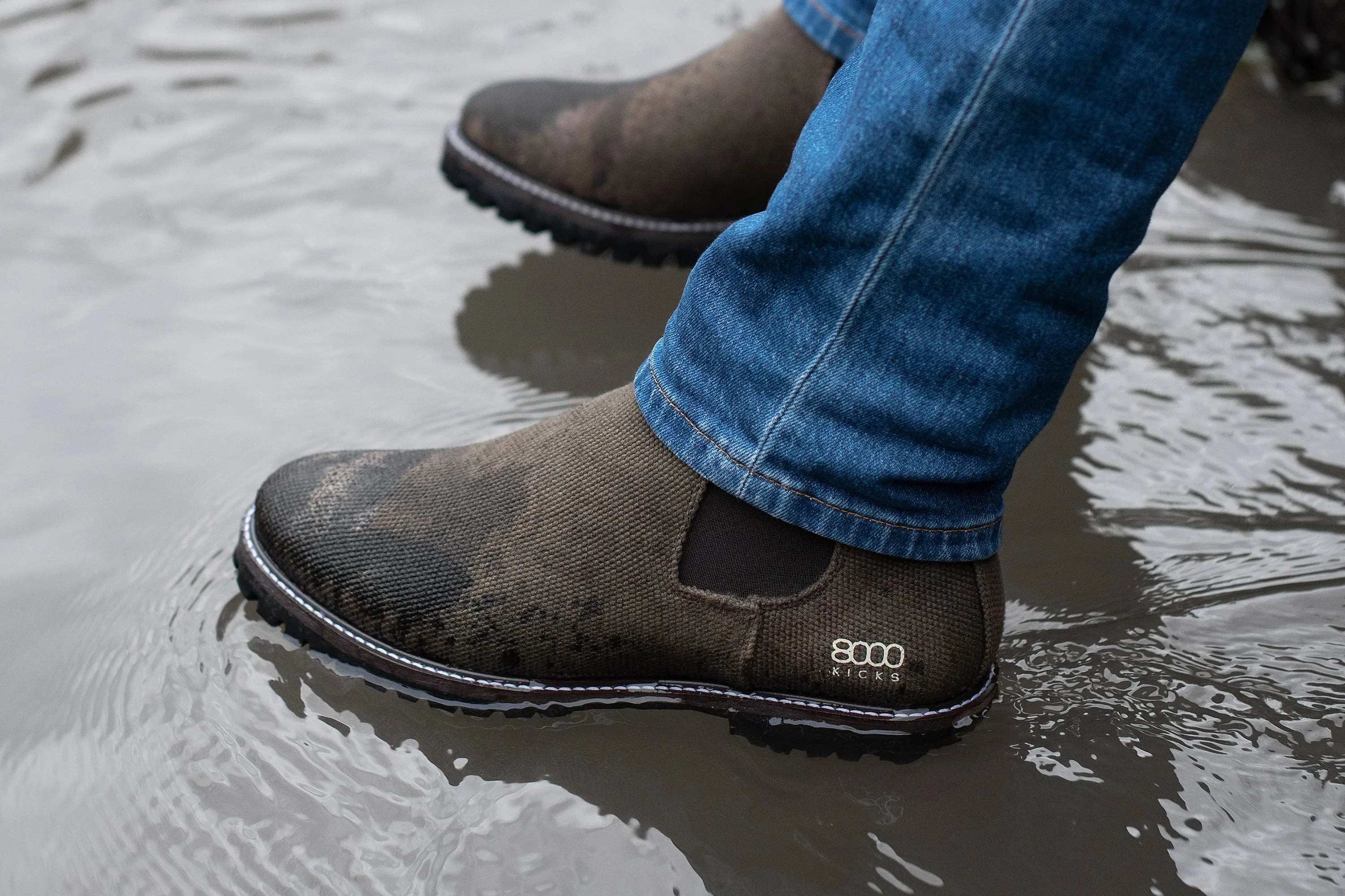 Crossover Men's Vegan Hemp Chelsea Boots | Dark Brown