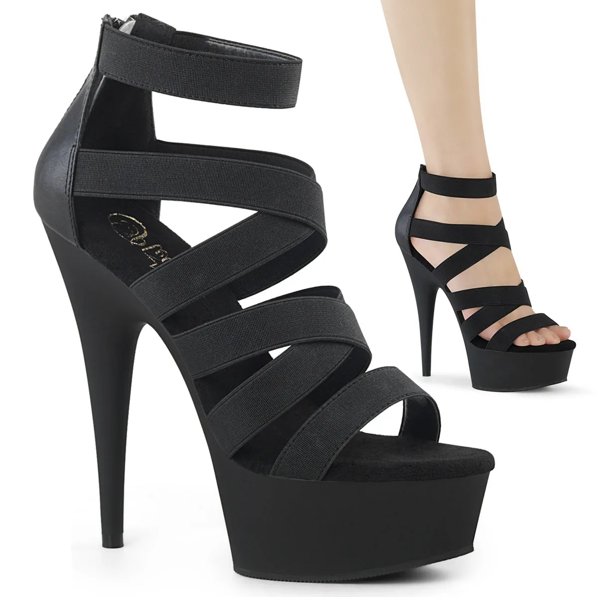 DELIGHT-659 Elastic Strappy Platform Sexy Sandal