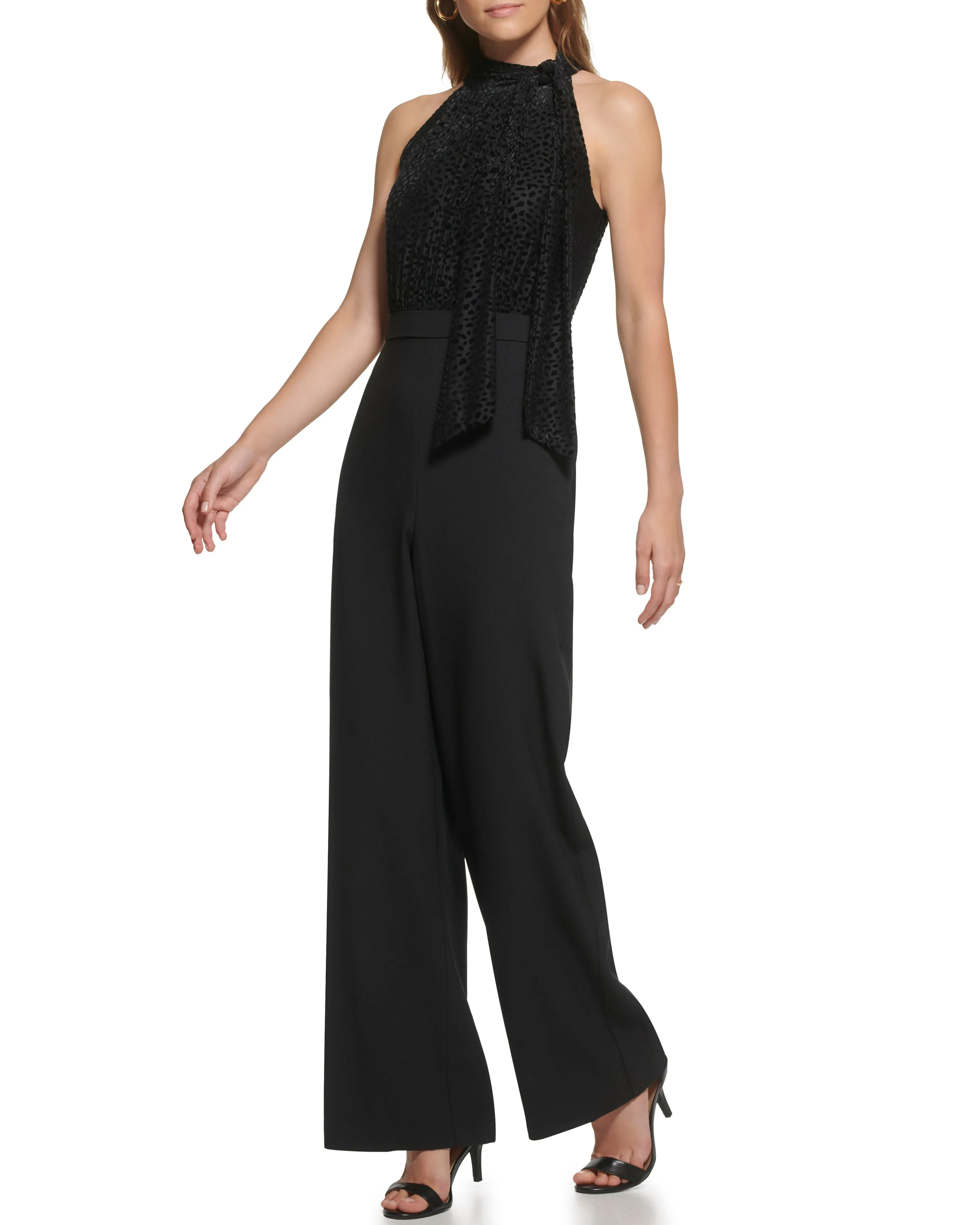 Devore Bow-Neck Jumpsuit