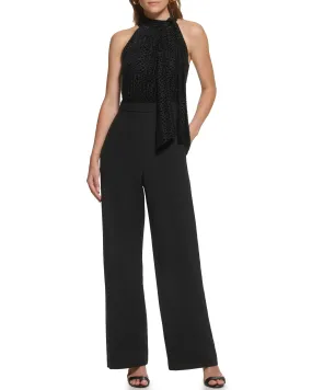 Devore Bow-Neck Jumpsuit