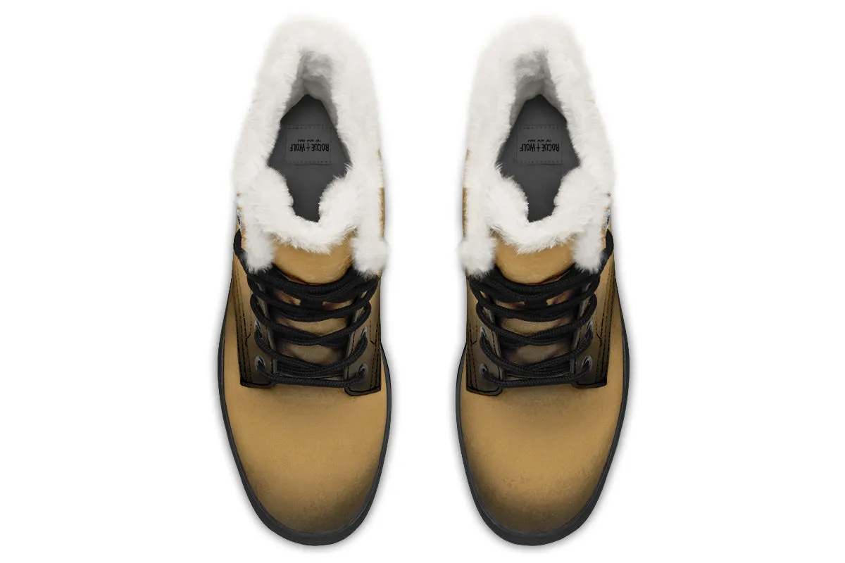 Elder Hide Winter Boots - Warm Micro-Suede Doc-Style Boots Lined with Vegan Wool