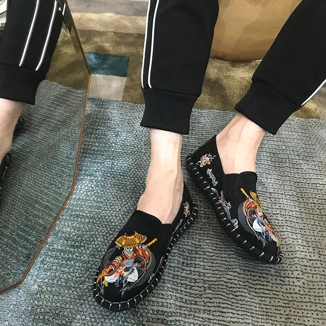 Fashion Women Men Flats Shoes Woman Man Canvas Light Hard-Wearing Rubber Canvas Embroidered Shoes Harajuku Espadrilles Loafers