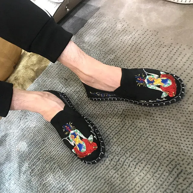 Fashion Women Men Flats Shoes Woman Man Canvas Light Hard-Wearing Rubber Canvas Embroidered Shoes Harajuku Espadrilles Loafers