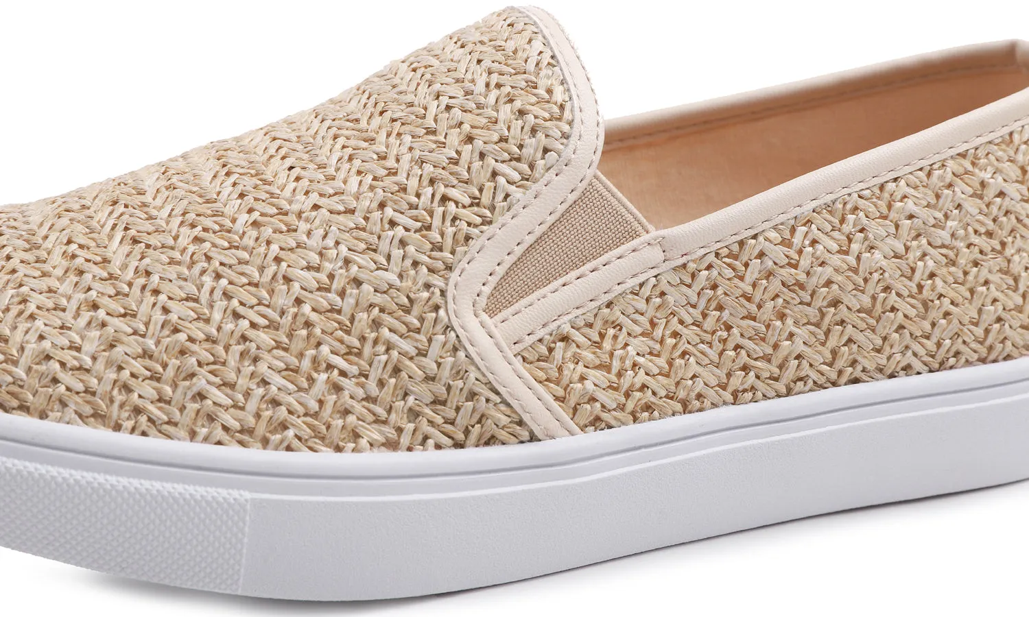 Feversole Women's Raffia Beige Slip On Sneaker Casual Flat Loafers