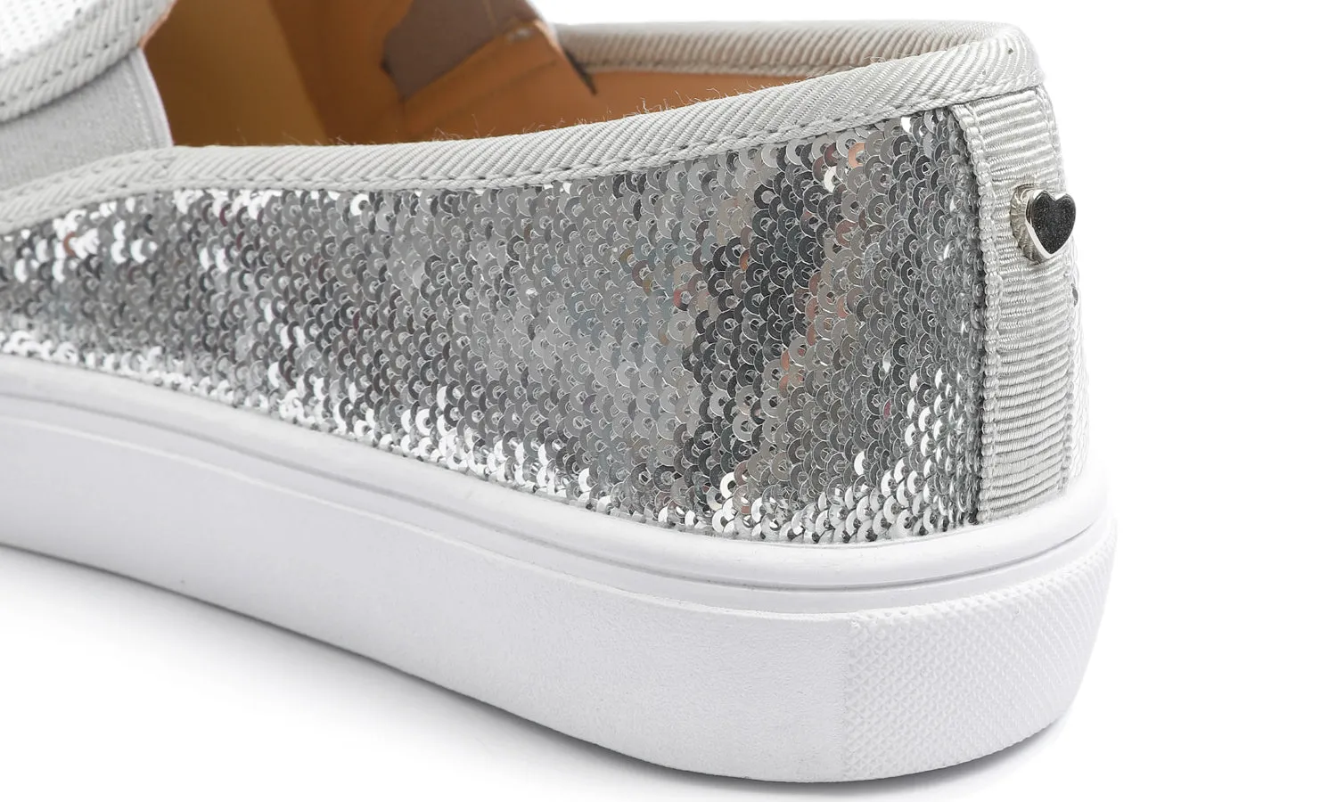 Feversole Women's Silver Sequin Slip On Sneaker Casual Flat Loafers