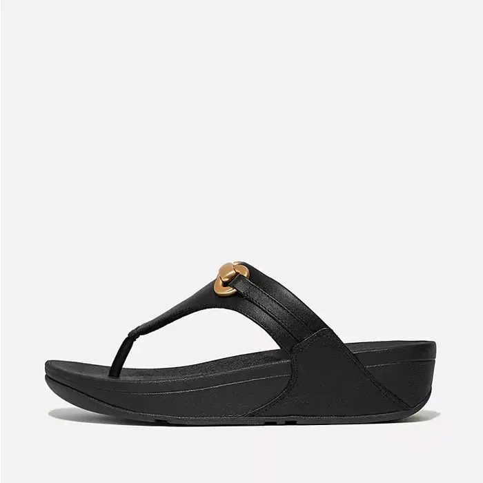 Fitflop Women Lulu Chunky-Snaffle Leather Toe-Post Sandals |HY7-001| Black