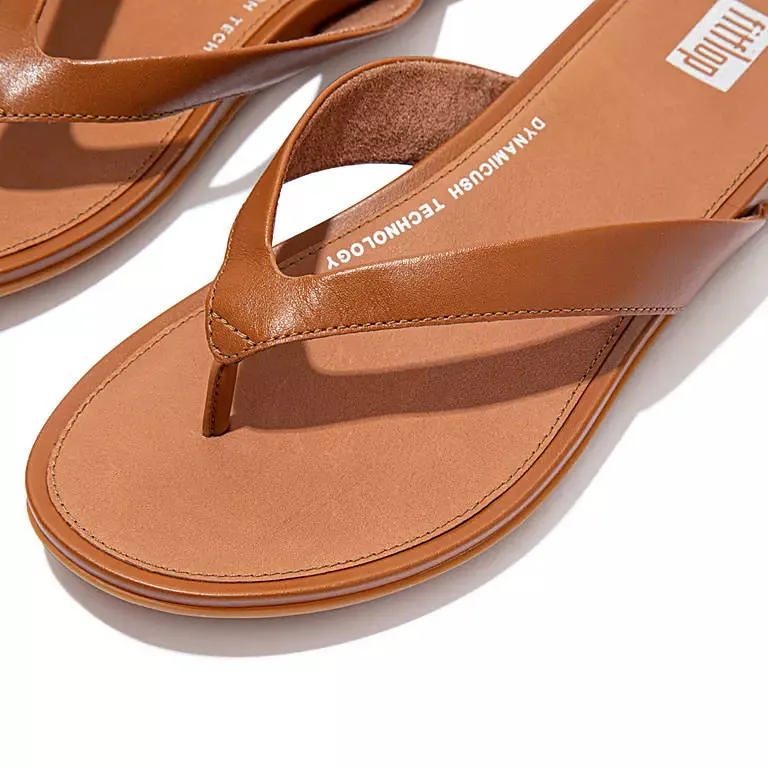 FitFlop Womens Gracie Leather Flip Flops Light Tan