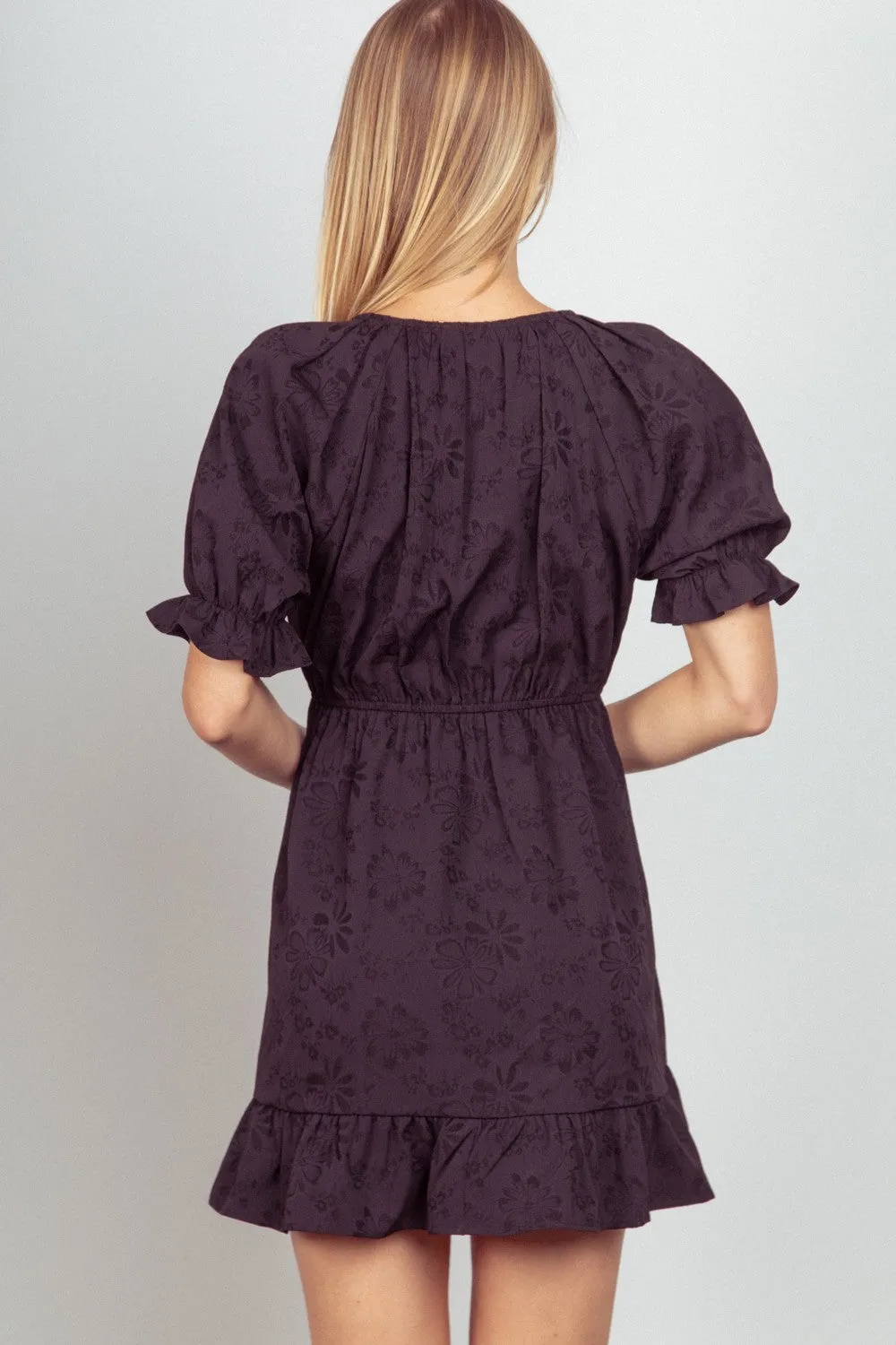 Floral Textured Woven Ruffled Mini Dress [Online Exclusive]