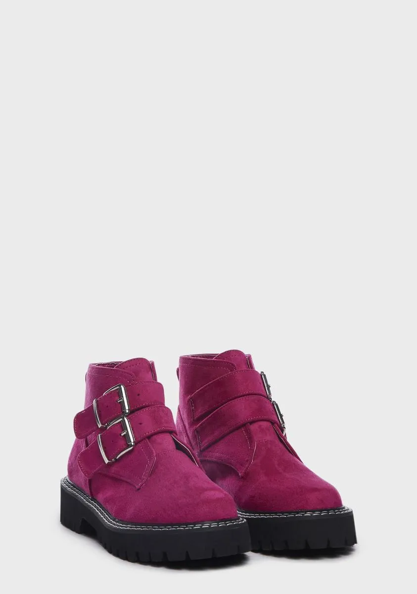 Fuchsia Flippen Ankle Boots