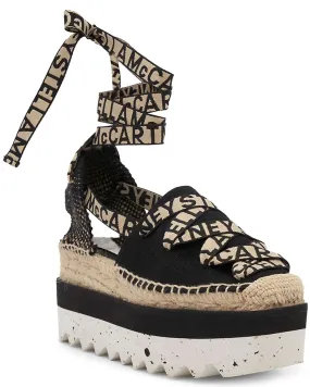 Gaia Logo Platform Espadrilles in Deep Black