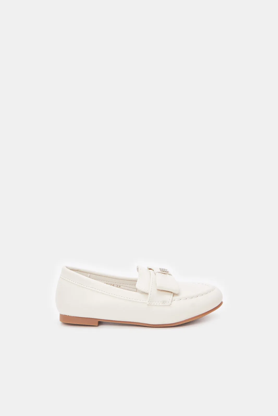 Girls Cream Embellished Loafer