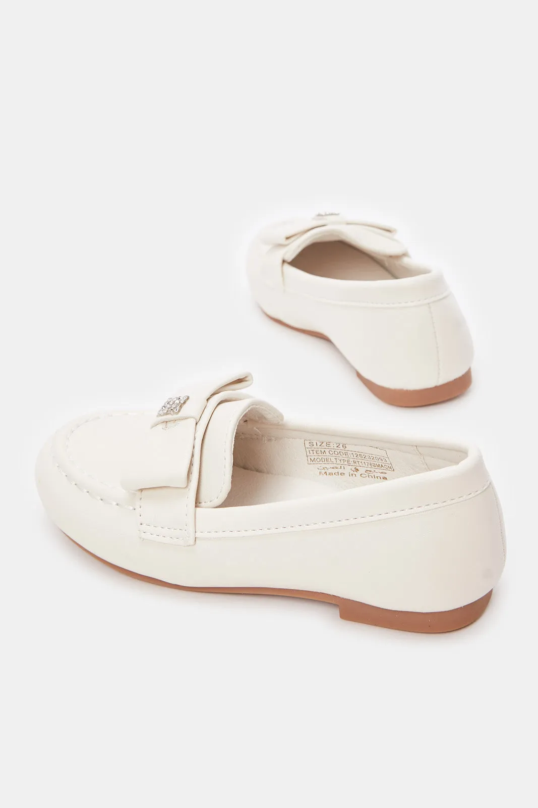 Girls Cream Embellished Loafer