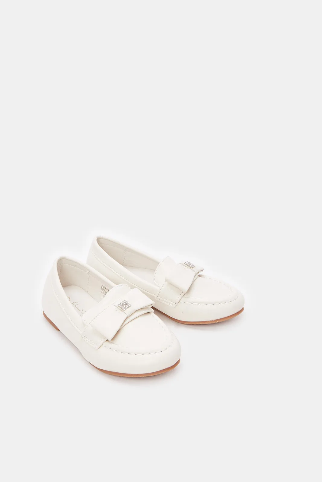 Girls Cream Embellished Loafer