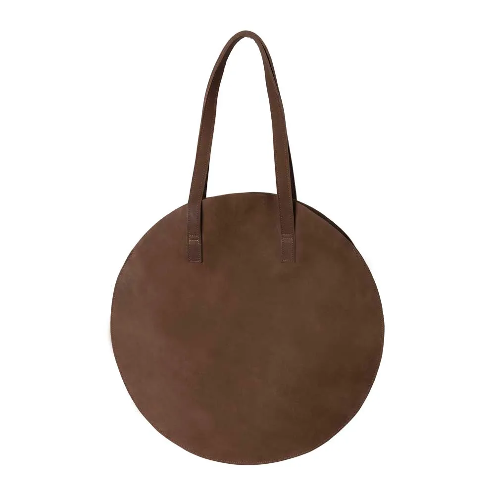 Handmade Round Leather Bag | Brown