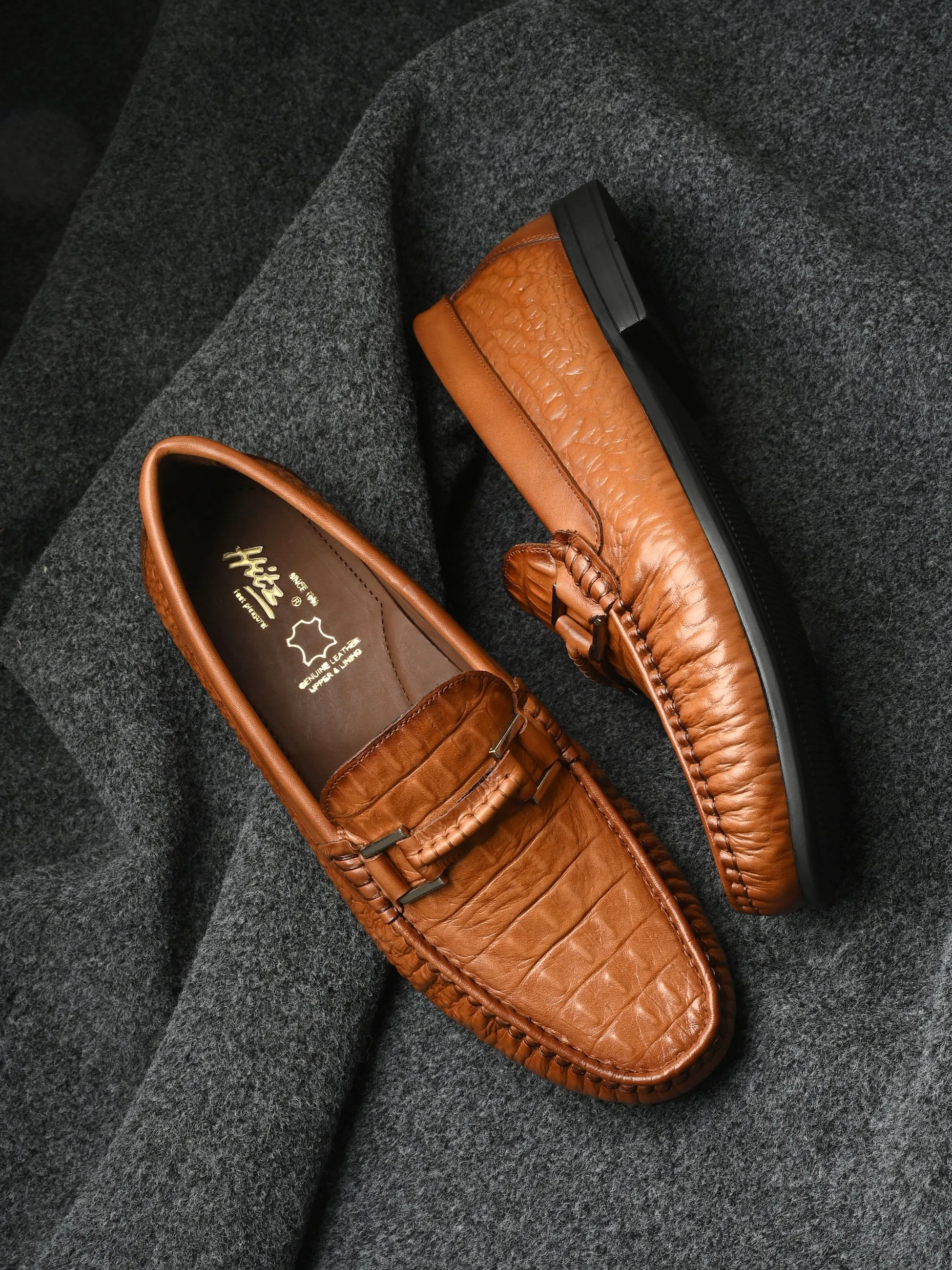 HITZ5339-Men's Tan Leather Casual Loafers