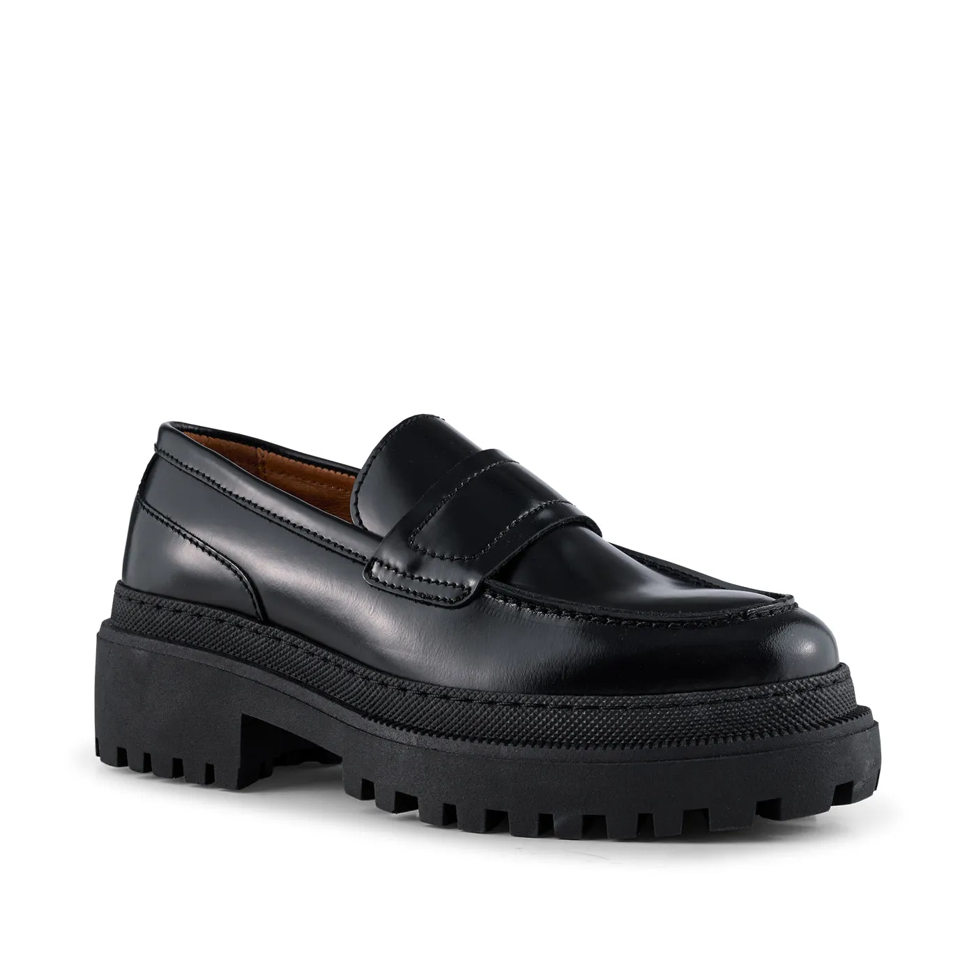 Iona loafer læder  - BLACK POLIDO HIGH SHINE