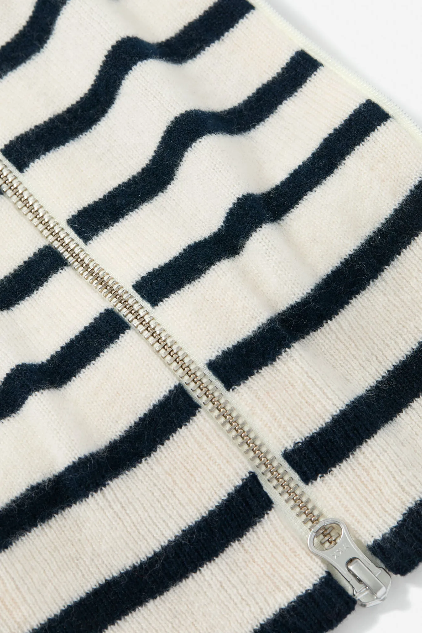 Ivory and Navy Cashmere Hooded Dickey