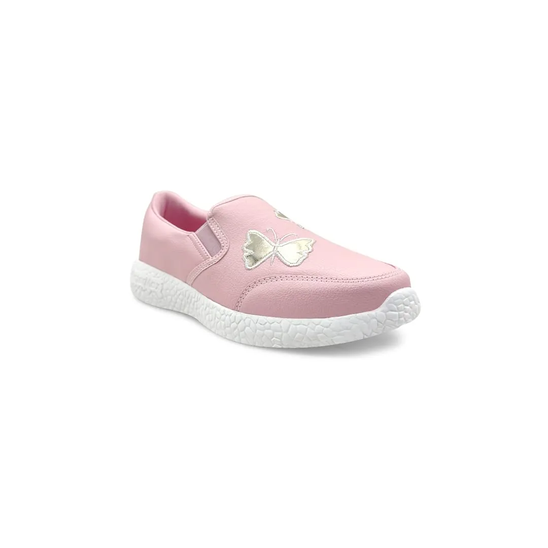 KazarMax Boys & Girls Pink Butterfly Embroidery Sneaker Shoes - 10 Kids UK