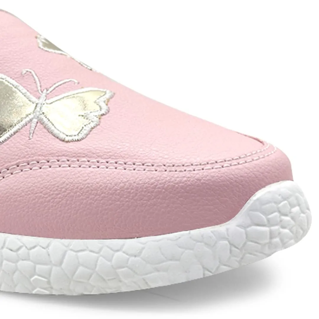 KazarMax Boys & Girls Pink Butterfly Embroidery Sneaker Shoes - 10 Kids UK