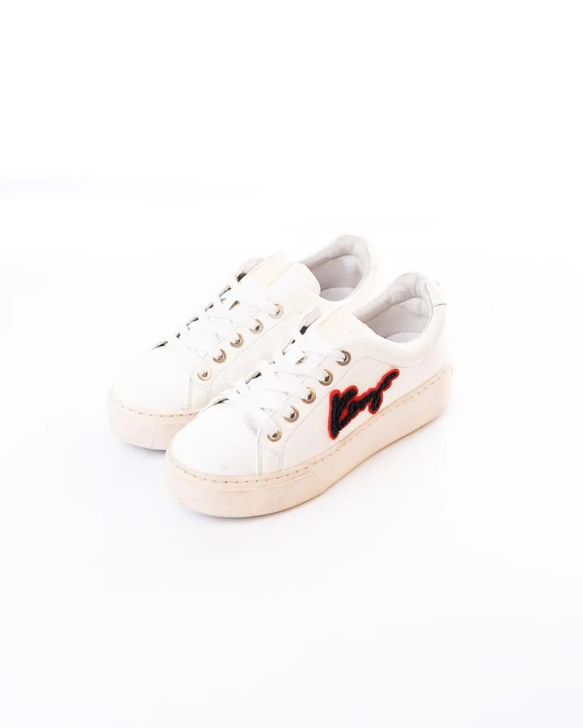 Kenzo Women's K Lace Patent Platform Logo Trainers - White