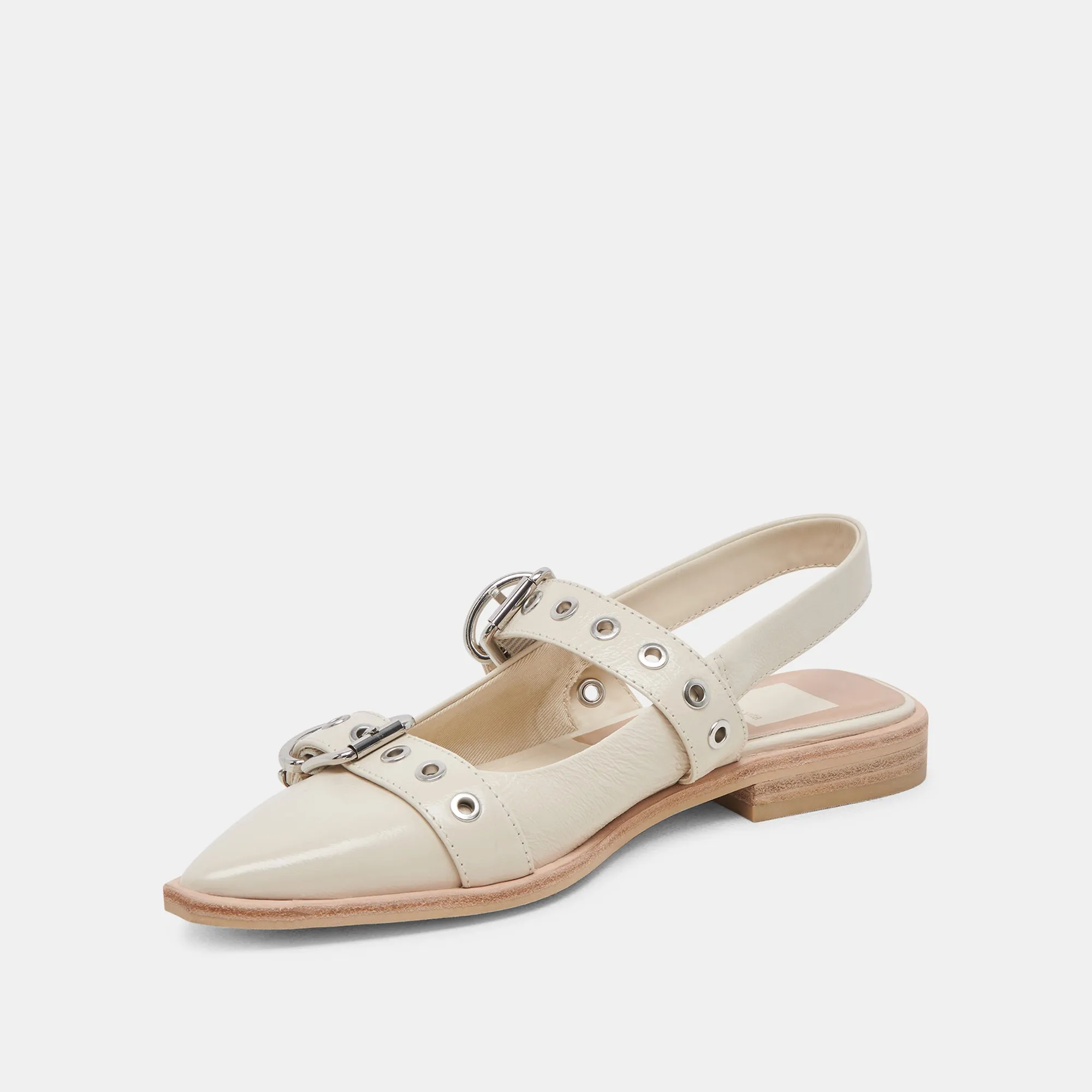 LABELL FLATS IVORY CRINKLE PATENT