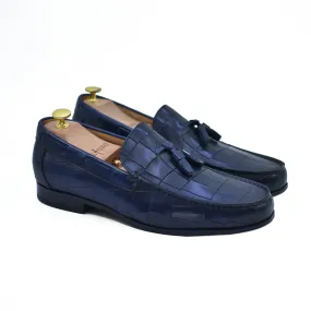 Lucca - Navy Leather Tassel Loafers