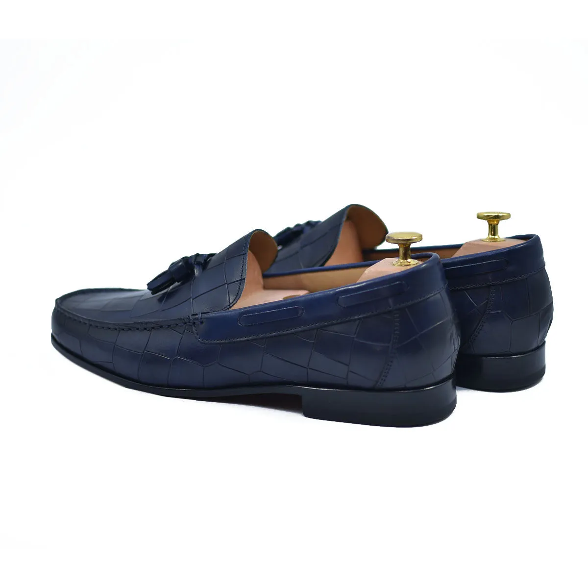 Lucca - Navy Leather Tassel Loafers