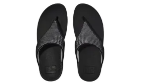 Lulu Water Resistant Two Tone Webbing Toe Thong Black