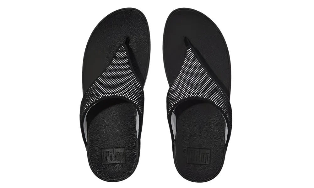 Lulu Water Resistant Two Tone Webbing Toe Thong Black