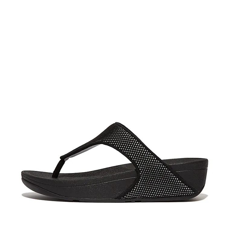 Lulu Water Resistant Two Tone Webbing Toe Thong Black