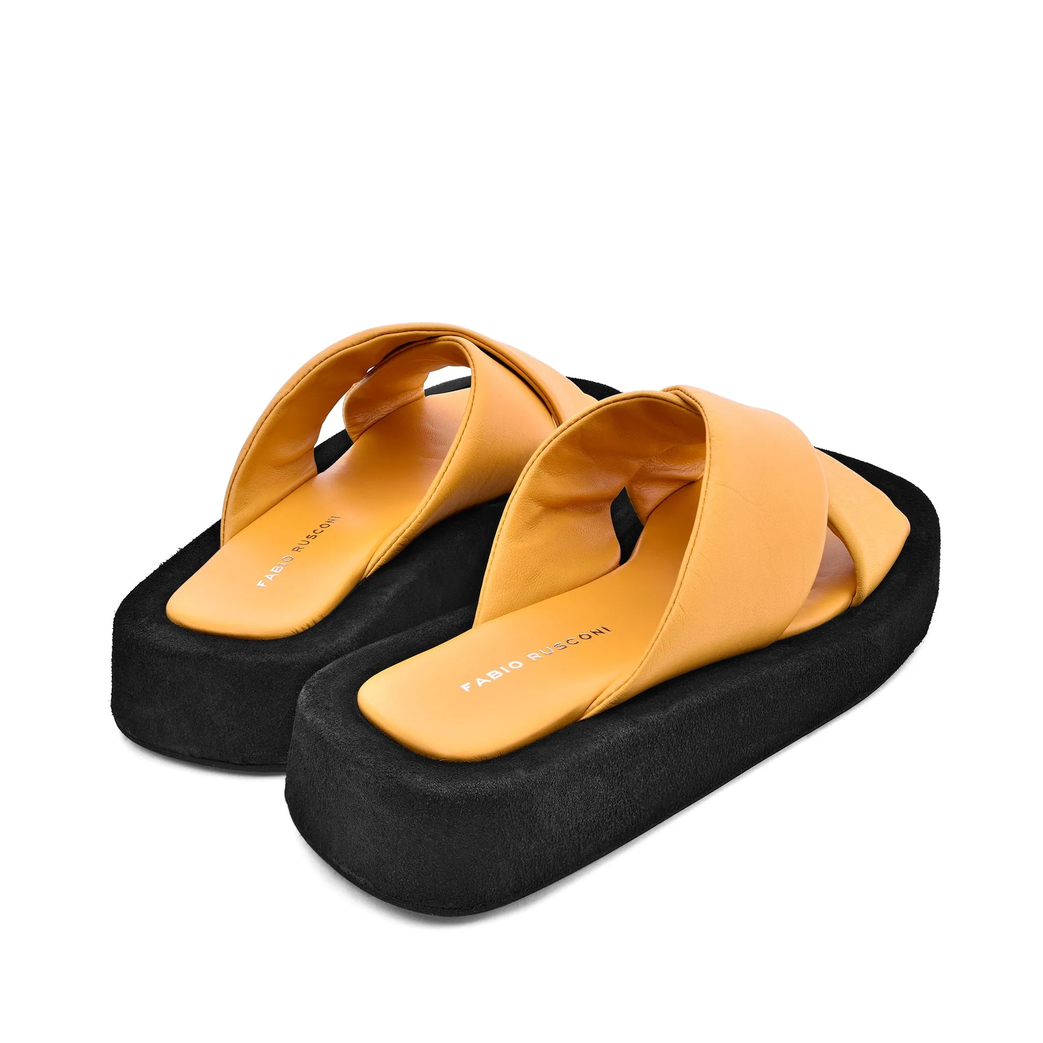 Luna Sun Yellow Leather Flat Sandals