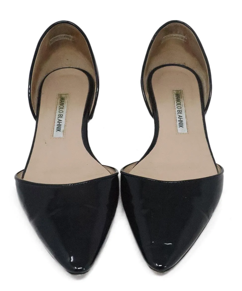 Manolo Blahnik Black Patent Leather Flats sz 9