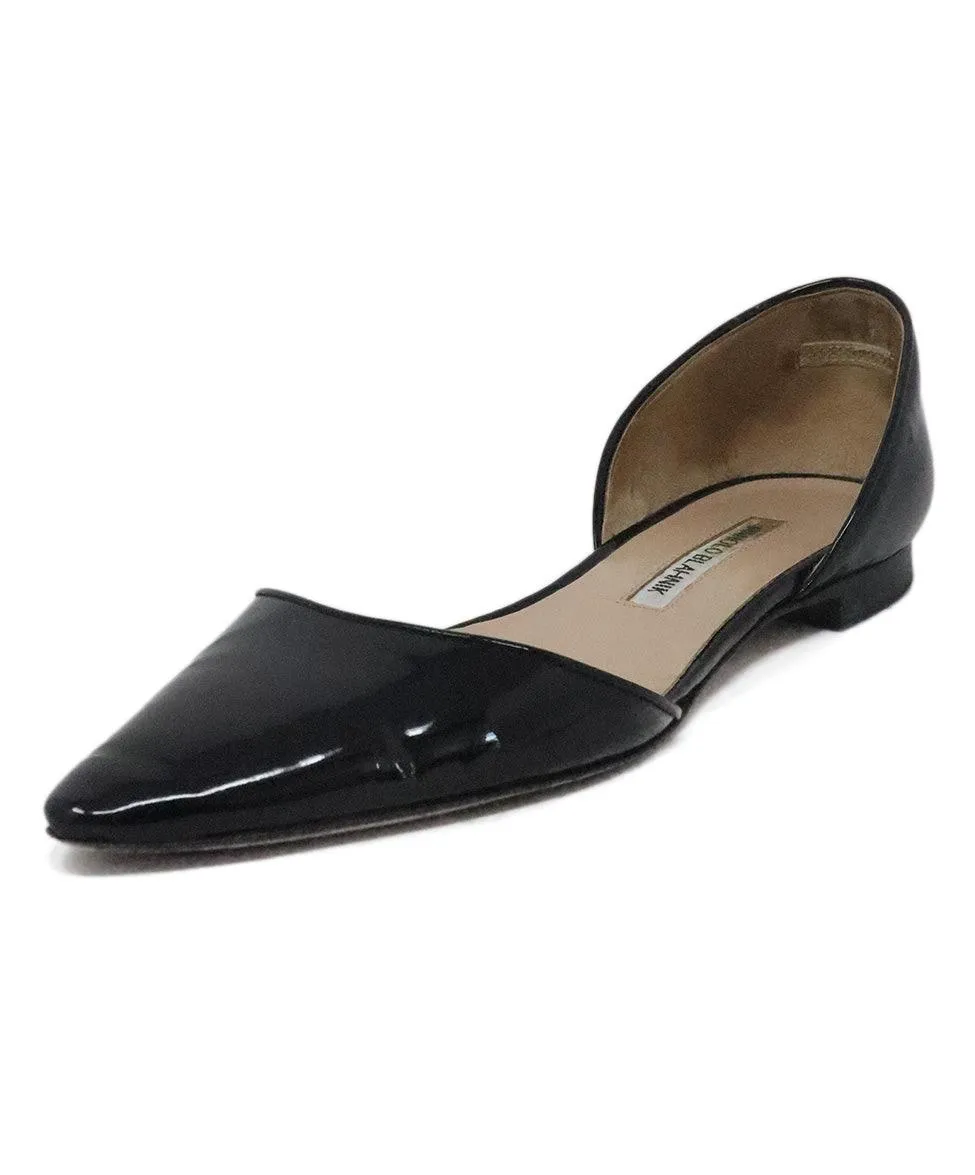 Manolo Blahnik Black Patent Leather Flats sz 9