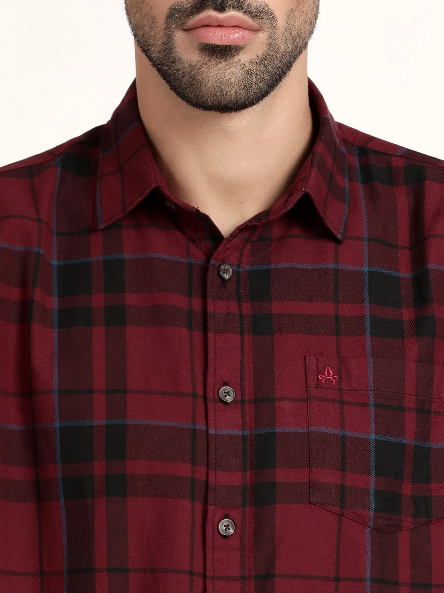 Men Red Checked Casual Shirt (GBHM5030)