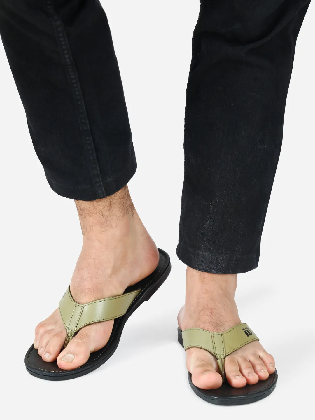 Men's Olive Thong-Style Flat Casual Sandal (ID4135)