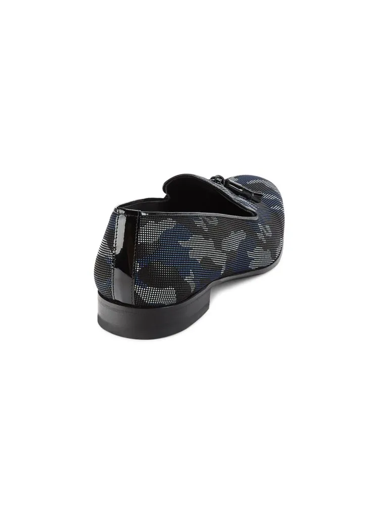 Mezlan Camouflage Tassel Loafers, Blue