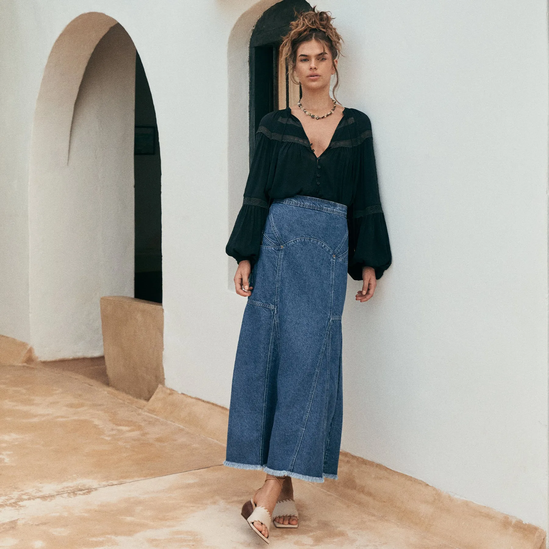 Muse Denim Maxi Skirt