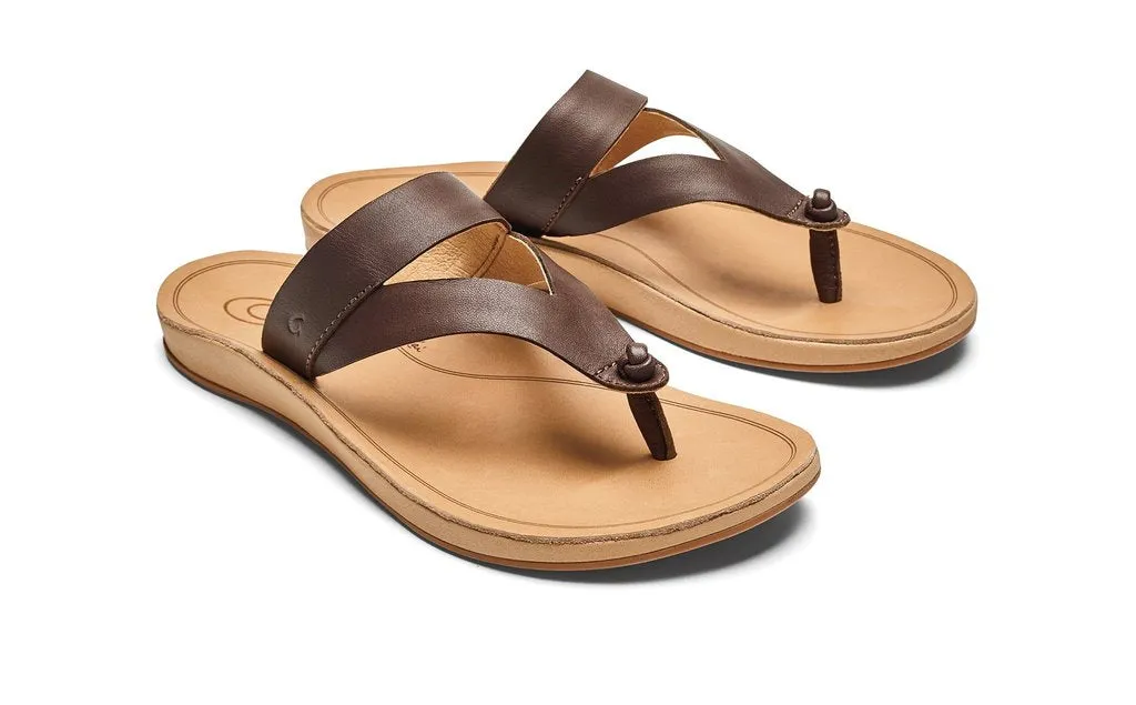 OluKai Women's Kaekae Ko'o Sandals - Kona Coffee/Golden Sand