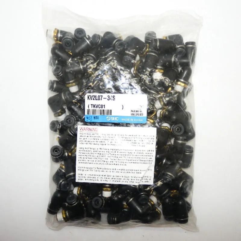 Pack of 100 SMC Corporation Male Elbow Pneumatic Fitting KV2L07-34S