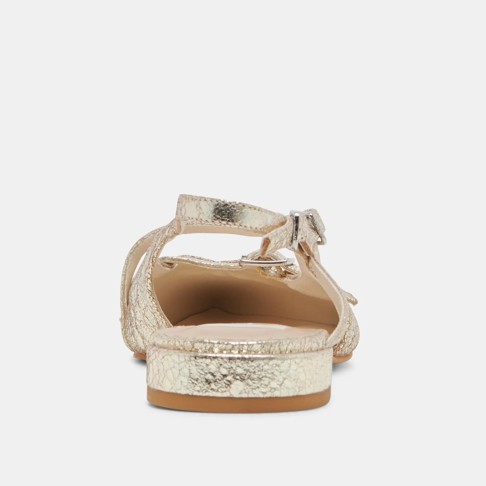 PAMLA WIDE FLATS PLATINUM DISTRESSED LEATHER