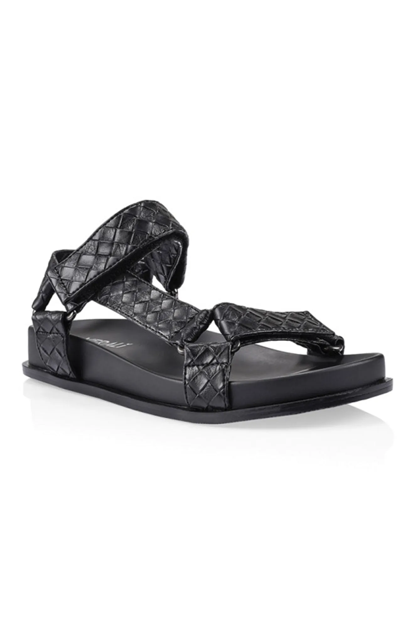 Papaya Woven Sandal Black Embossed Weave