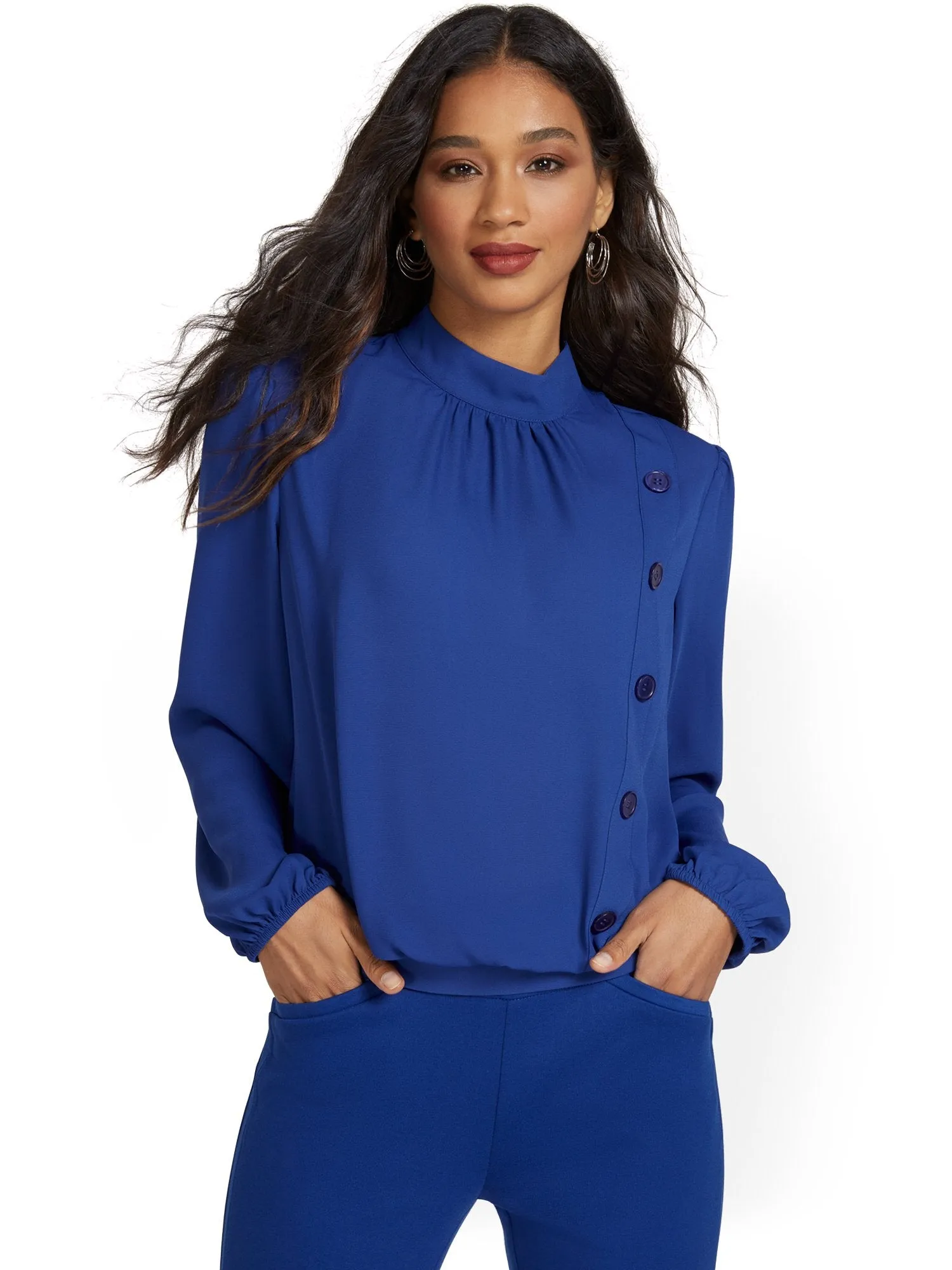 Petite Side-Button Blouse