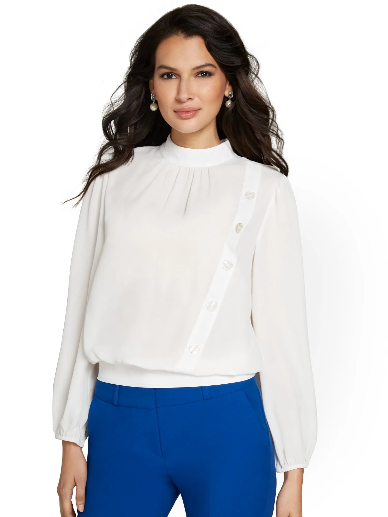 Petite Side-Button Blouse