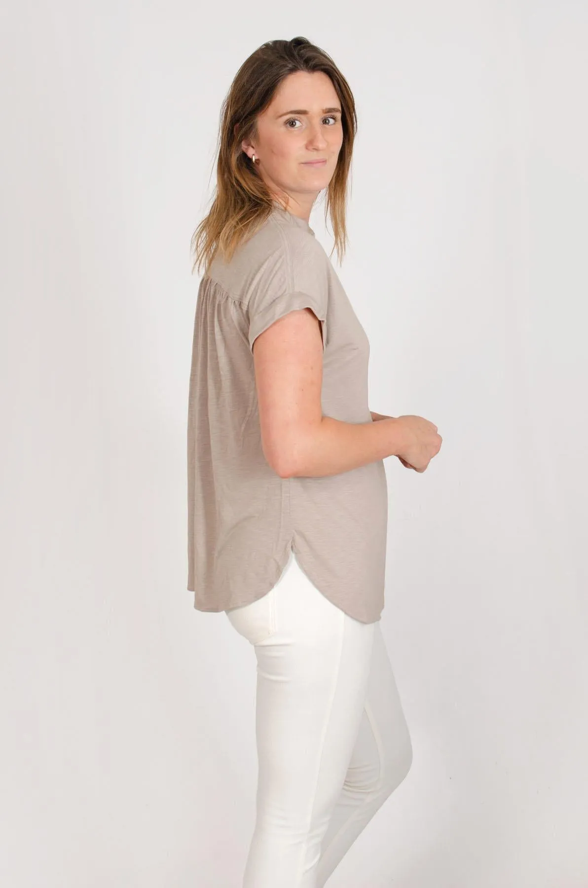 Pleat Front Jersey Top